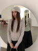 26ye049 white striped pullover top