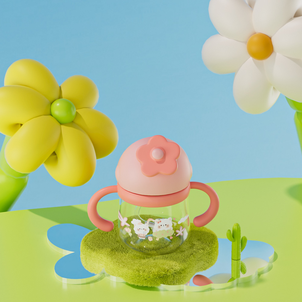 Toukie taza para beber para bebés tritan taza para niños a prueba de fugas y caídas para bebés taza de paja de jardín de infantes en stock