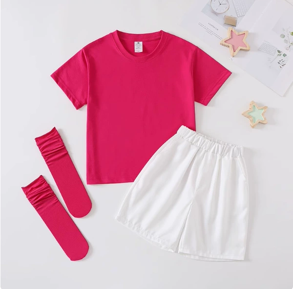 Red shorts, socks, with short sleeve