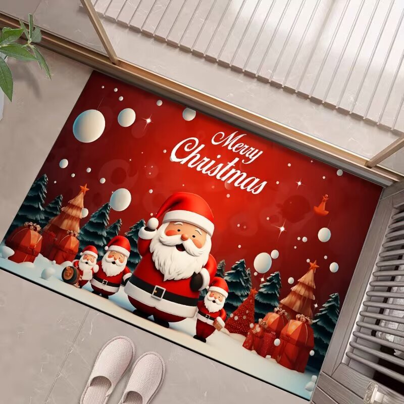 クロスボーダークリスマスクリスタルベルベットフロアマット、ホリデーデコレーションフロアマット、リビングルーム玄関、お手入れが簡単なフロアマット、汚れ防止および耐摩耗性マット|undefined