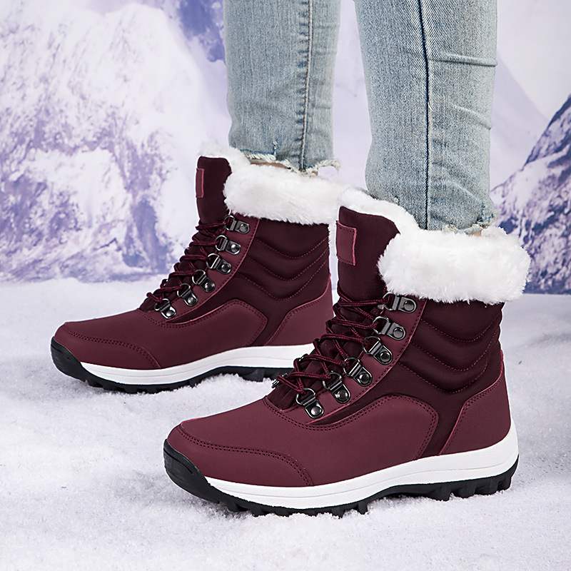 Botas de algodón de invierno para mujeres al aire libre más vello grueso calentamiento botas de nieve de comercio exterior zapatos de mujer de tamaño grande