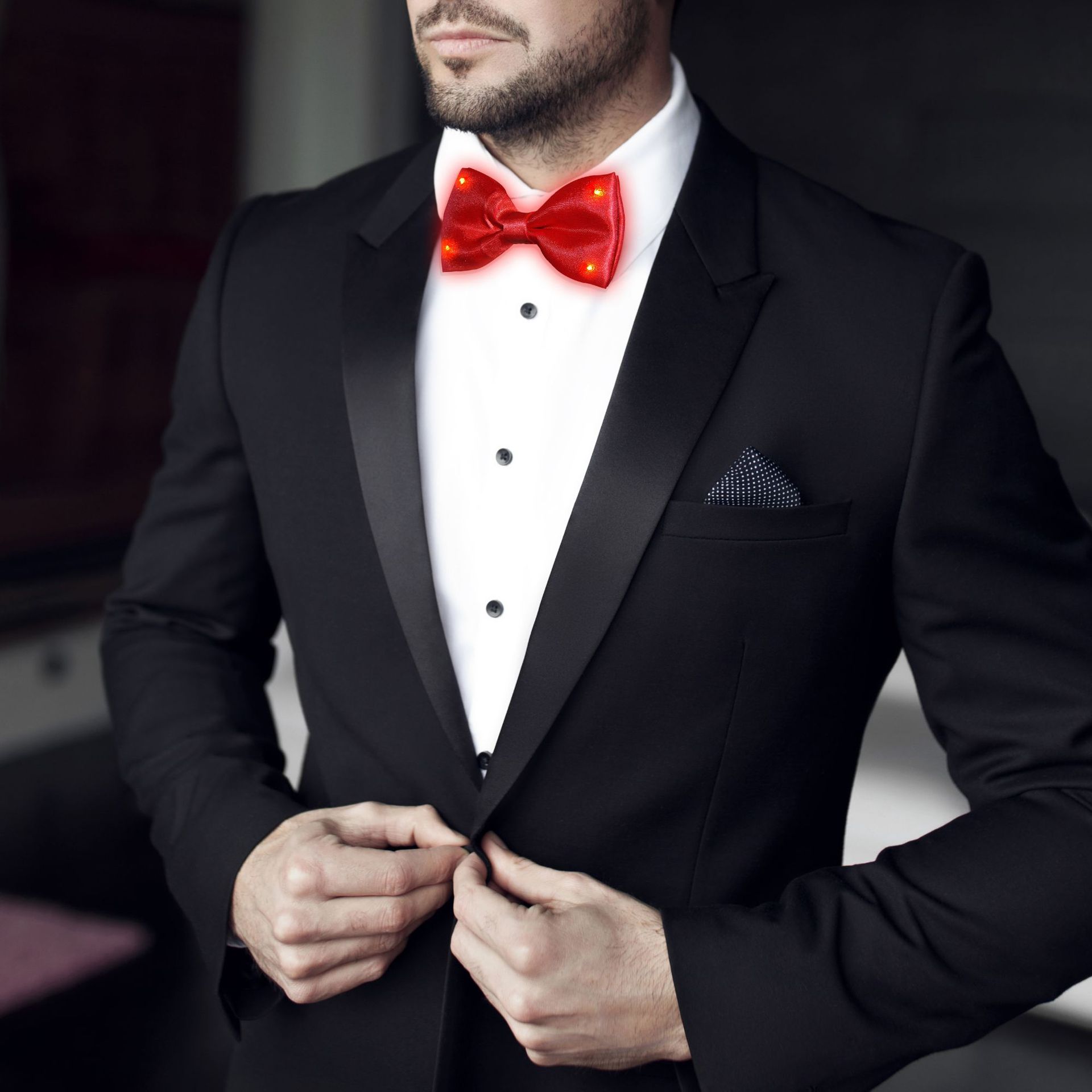 Explosiones transfronterizas arco luminoso corbata noche de baile de negocios hombre arco luminoso LED corbata única mujer