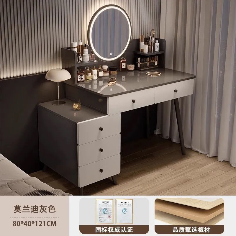 卧室新款轻奢梳妆台带抽斗柜化妆一体化妆台现代简约小户型收纳|undefined