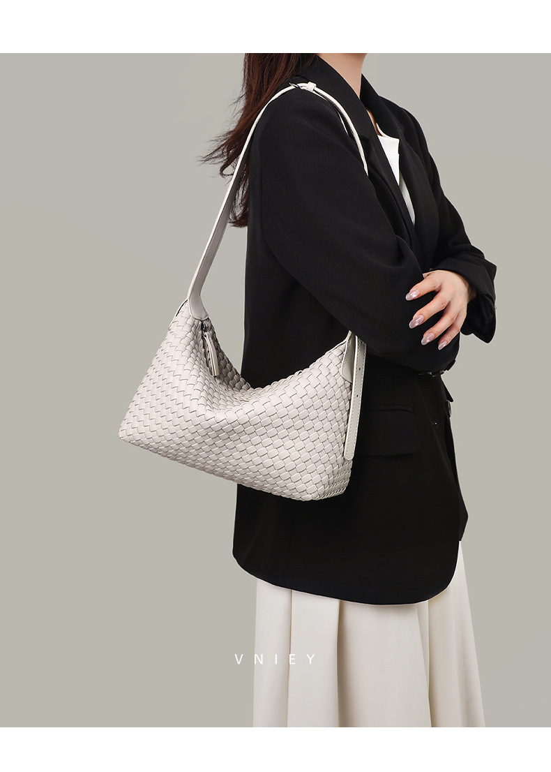 Túi tote nữ cỡ lớn đeo chéo kiểu vintage handmade dệt — màu nâu, màu trắng ngà, màu tím hoa cà chi tiết 19