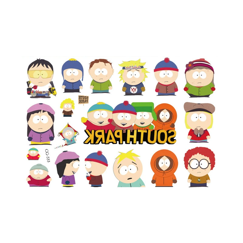 8 мультяшных тату-наклеек South Park для дня рождения, тату-наклейки для мальчиков и девочек