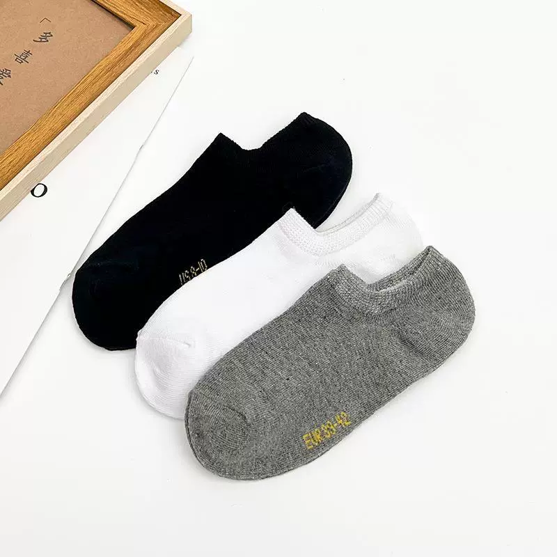 Весенне-летние короткие носки в японском стиле, однотонные короткие носки, мужские универсальные мелкие нижние носки с надписью, носки-лодочки, хлопчатобумажные носки, мужские носки