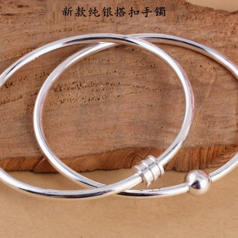 Pure Silver 999 Sterling Silver Bracelet for Women, Closed Mouth, Can Be Worn as a Pendant, Simple and Fashionable Hollow Bracelet, Niche Design, Popular Pure Silver 999 Sterling Silver Bracelet for Women, Closed Mouth, Can Be Worn as a Pendant, Simple and Fashionable Hollow Bracelet, Niche Design, Popular