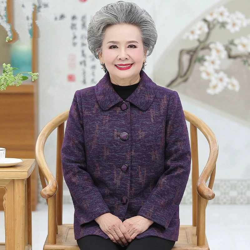 Весеннее пальто бабушки для пожилых людей осенне-зимнее женское пальто для 70-80 лет новый костюм старой леди одежда для мамы