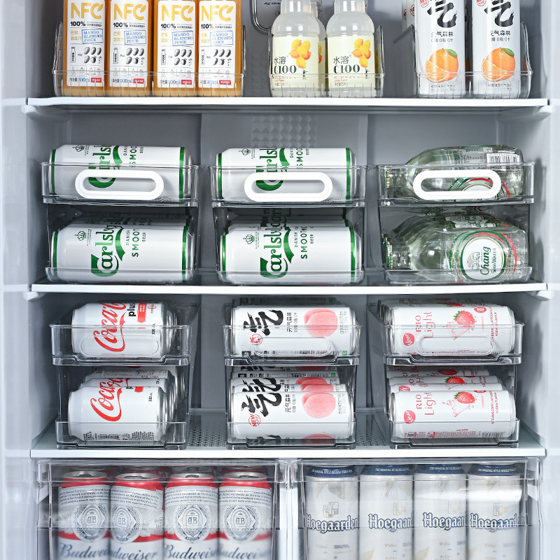 冰箱收纳盒透明家用易拉罐冷藏饮料收纳架啤酒汽水桌面双层置物架|undefined