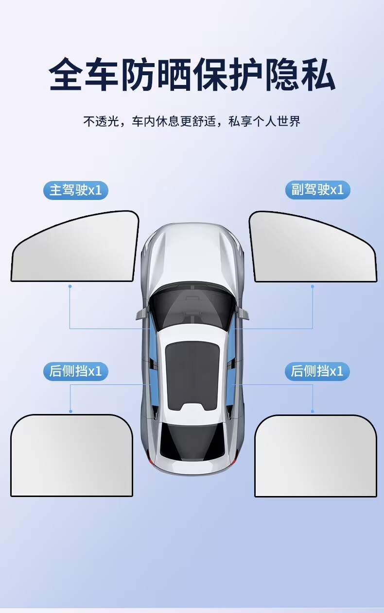 Cross-Border Car Sunshade Curtain with Strong Magnetic Attachment, Non-Damaging Installation, Heat Insulation, Sun Protection, and Light-Blocking Car Window Sunshade Curtain