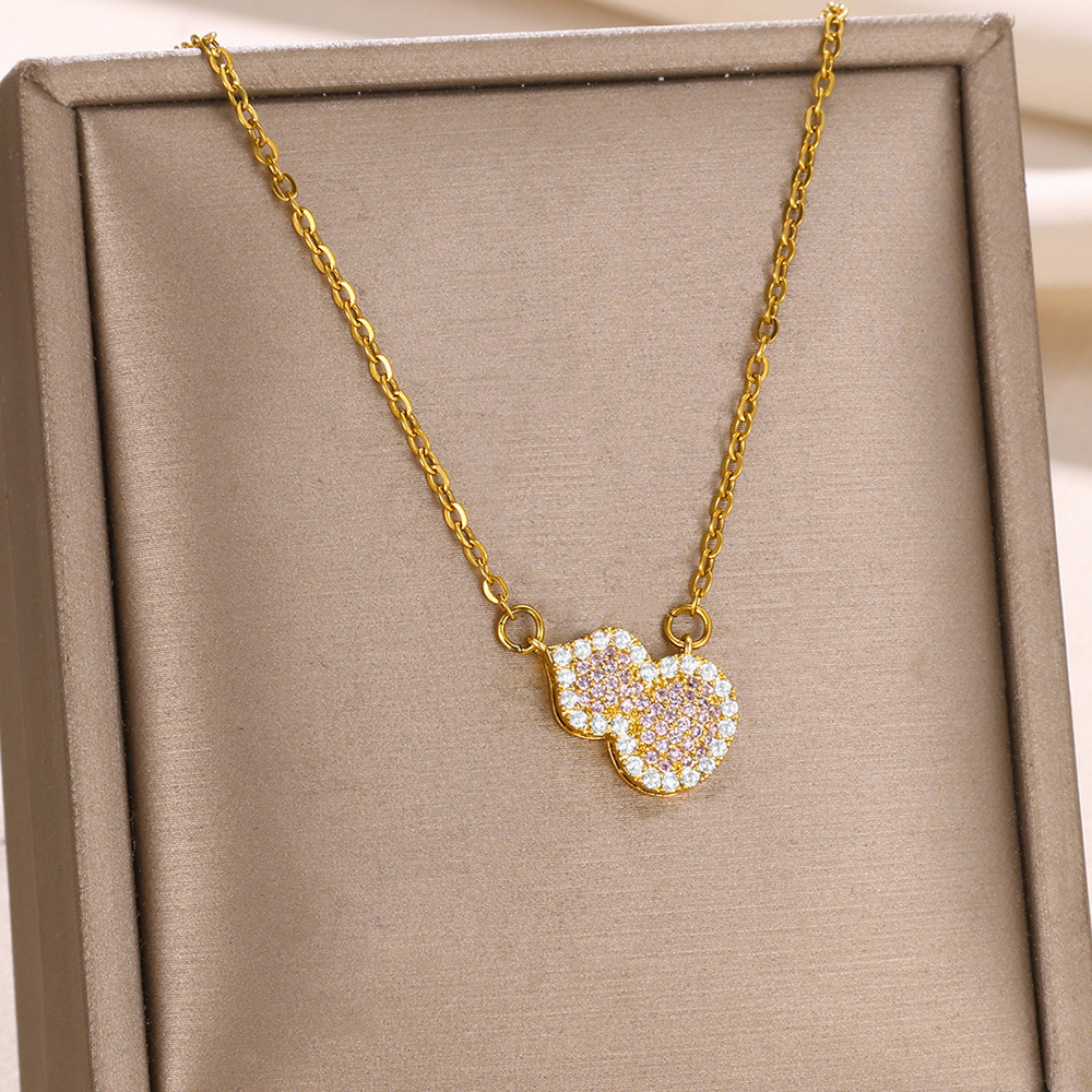 Joyería Al Por Mayor Dulce Estilo Simple Forma De Corazón Nudo De Lazo Acero Inoxidable 304 Cobre Collar Colgante Cadena Portacables display picture 7