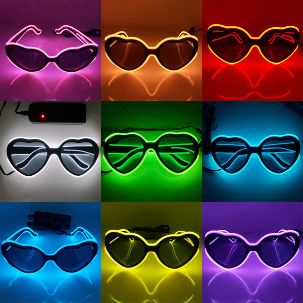 Flashing glasses heart shaped for St. Valentine's Day