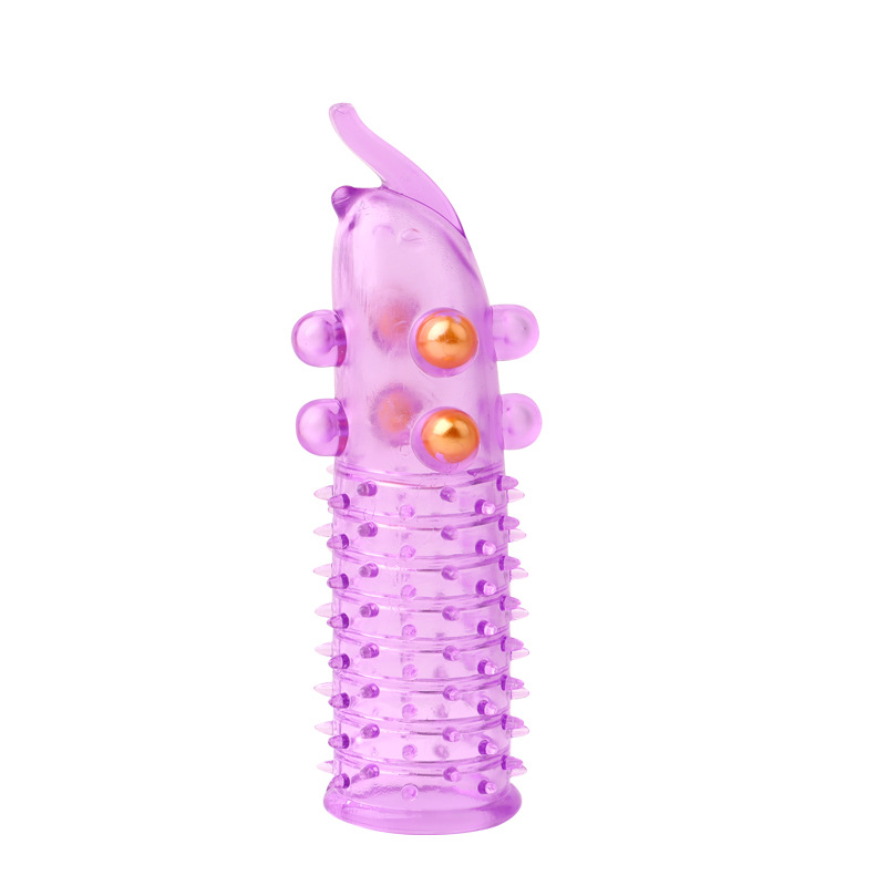 Wolf Tooth Textured Condom Sleeve, Spiked Dragon Ball Design, Purple Extended Fit — detail image 7