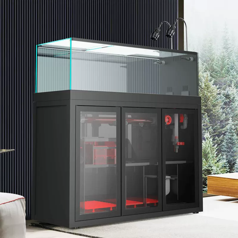 水族箱客厅超白侧溢流极窄鱼缸观赏鱼吉罗南美玻璃缸龙门灯溪流缸