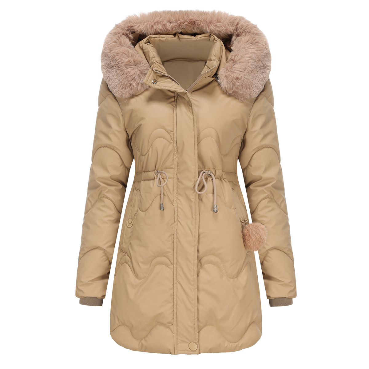 Damenbekleidung Neue Damen-Baumwollkleidung Abnehmbare Mütze Wolle Herbst und Winter Warme Parkajacke Abnehmbare Kapuze Mittellange Jacke für Damen_voghion.com