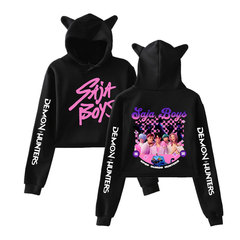 亚马逊新品批发KPop Demon Hunters猎魔女团2D露脐猫耳卫衣服批发