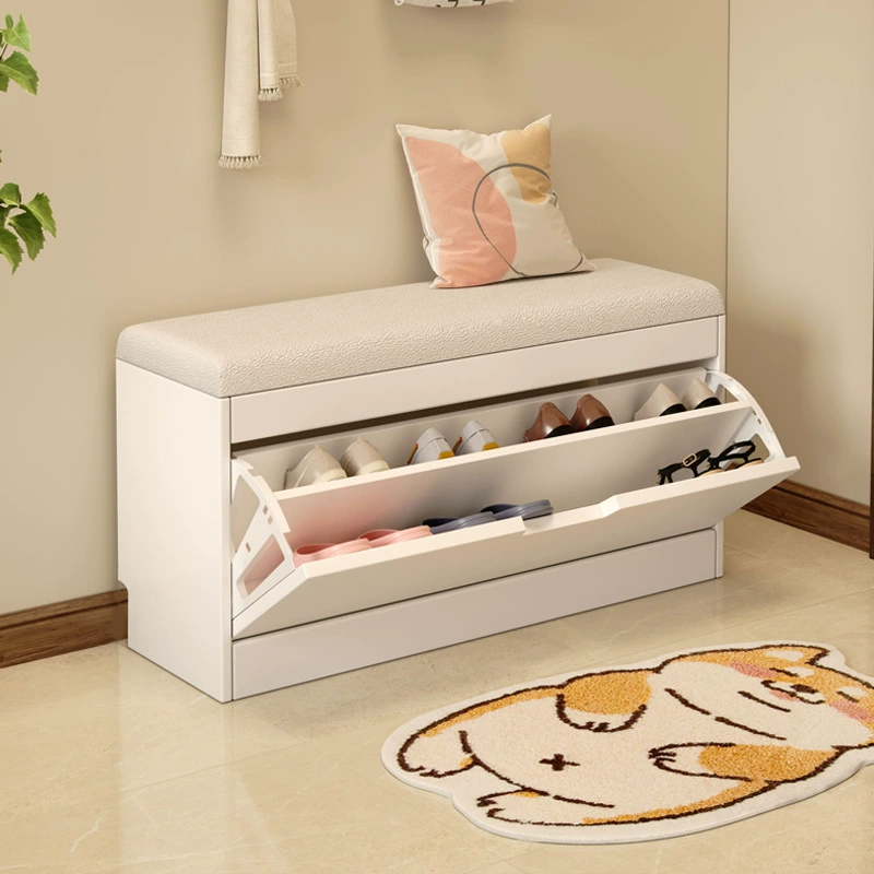 Скамейка для переобувания из массива дерева для прихожей, простой шкаф для обуви с сиденьем, встроенный небольшой табурет для хранения вещей.