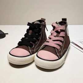 男童帆布鞋2025春季新款儿童时尚百搭休闲板鞋防滑软底女童单鞋潮