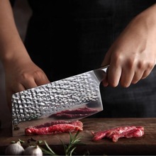现货跨境锻打锤纹菜刀家用厨房砍骨刀超快锋利切片刀厨师斩切刀具