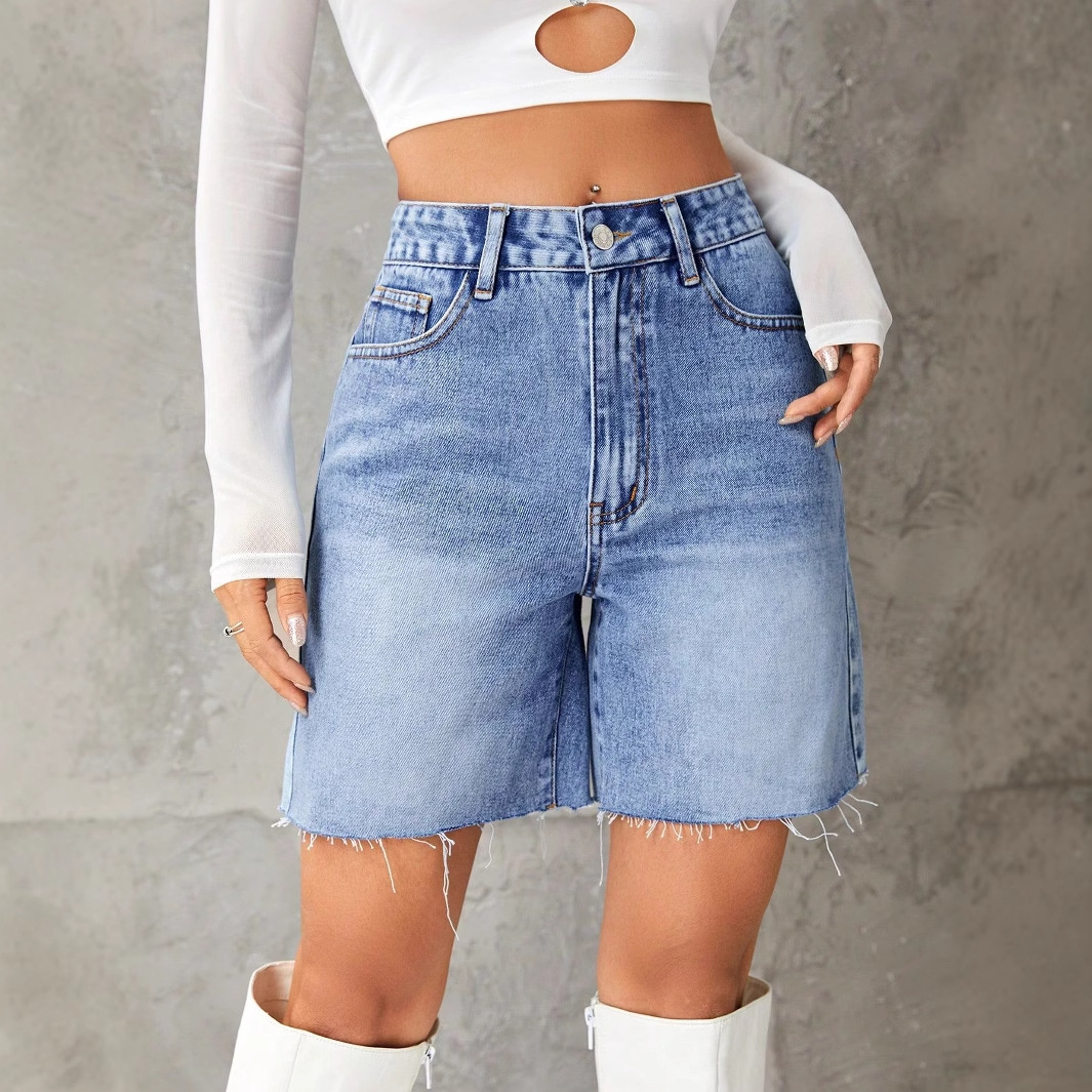 15067# Amazon Cross-border Foreign Trade Women's Wear Europe and America INS Fashion Leisure High Waist Denim Shorts