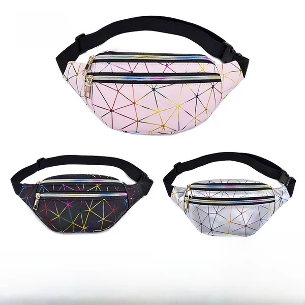 Wholesale from the Source Factory, Cross-Border Colorful String Waist Bag for Women, Fashionable Laser Crossbody Chest Bag, Sports Phone Bag, Lightweight Crossbody Bag