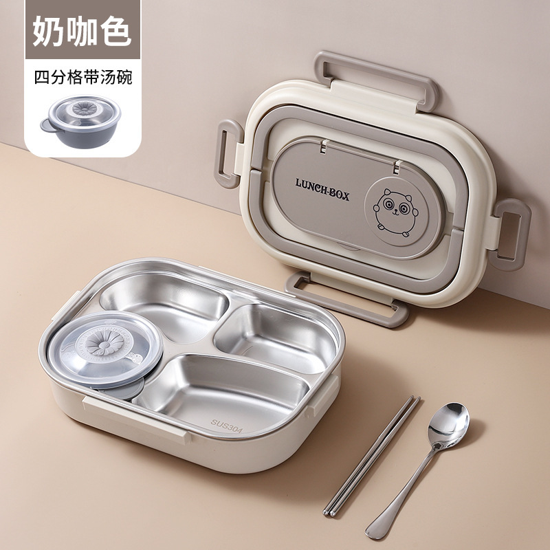 304 ステンレス鋼断熱分割弁当箱学生分割密封弁当箱蓋付き弁当箱 4/5 分割弁当箱|undefined
