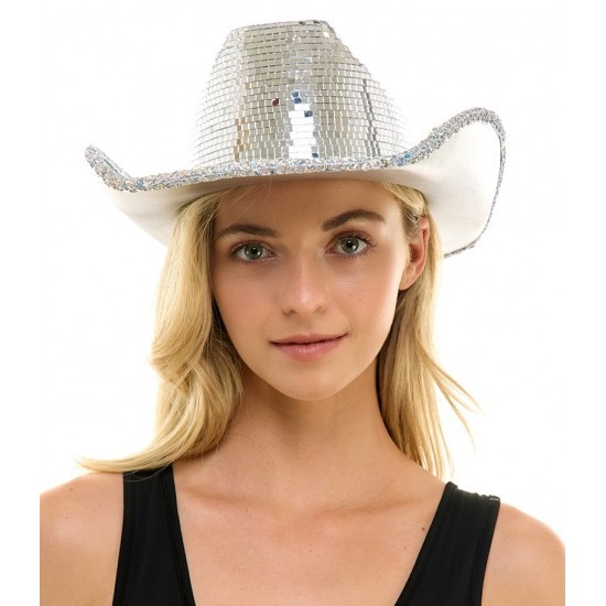 Disco espejo sombrero reflector láser sombrero de vaquero occidental sombrero de fiesta de baile personalizado sombrero de pestaña