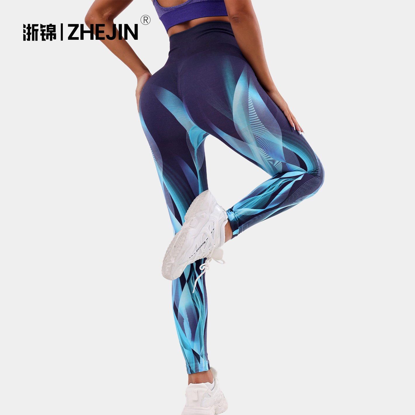 Europa y América nuevo 3D impreso sudor quema grasa pantalones de yoga de las mujeres de cintura alta de elevación de la cadera fitness recortada Pantalones deportivos pantalones de yoga