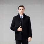 品牌双面羊绒大衣男中年加厚水貂毛领风衣中长款羊毛呢羽绒胆外套