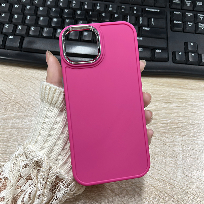 iPhone17 メタルフォトフレーム携帯電話ケース Apple 14 ソリッドカラーネットレッド 16 素材ケース 12 シリコン保護カバーに適しています。|undefined