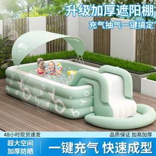 Spot Cross-Border Outdoor Family Inflatable Pool Children's Swimming Pool Home Paddling Pool with Slide Awning Ocean