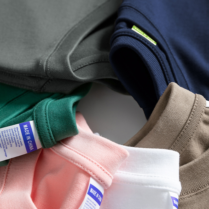 300g de algodón de textura pesada Camiseta de manga corta hombres y mujeres mismo estilo pareja desgaste básico de color sólido camiseta camisa de fondo