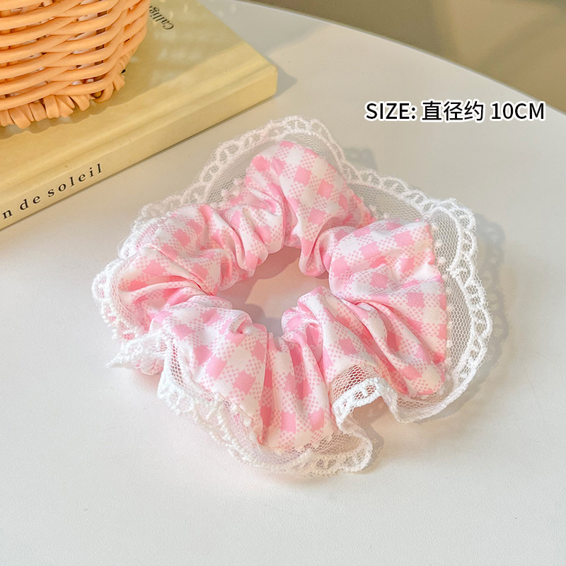 可爱红色小樱桃蕾丝大肠发圈女高级感百搭头饰扎头发大号春夏发绳|undefined