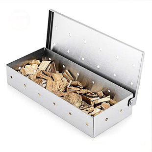 Square Stainless Steel Smoker Box Camping Style Barbecue Fruit Wood Bacon Box Bbqsmokerbox Outdoor Barbecue Tools