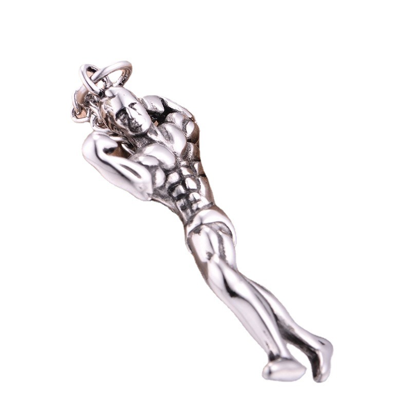 New Fashion Series Character Avatar Necklace Sports Weightlifting Men's and Women's Pendant Titanium Stainless Steel Set_voghion.com