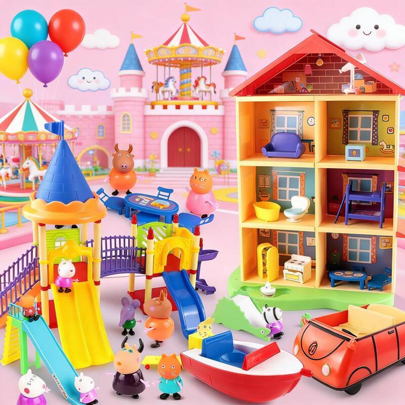 Peppa Pig Children's Playset Toys, Peppa Pig Doll, Girls' Car, Family of Four House Doll Set for Girls Peppa Pig Children's Playset Toys, Peppa Pig Doll, Girls' Car, Family of Four House Doll Set for Girls