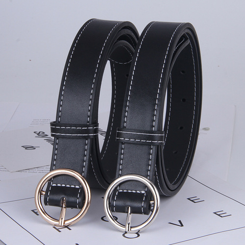 Women's belt black fashionable Korean belt simple and versatile decorative Korean style student jeans belt