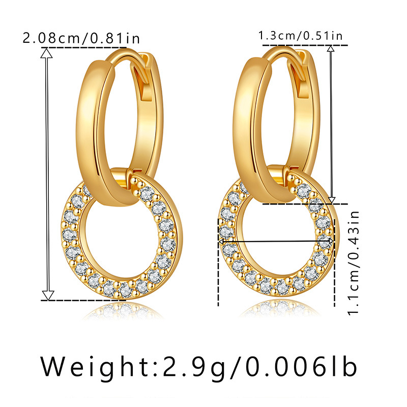 1 Paire Style IG Style Simple Cercle Placage Évider Incruster Le Cuivre Boucles D'oreilles display picture 1