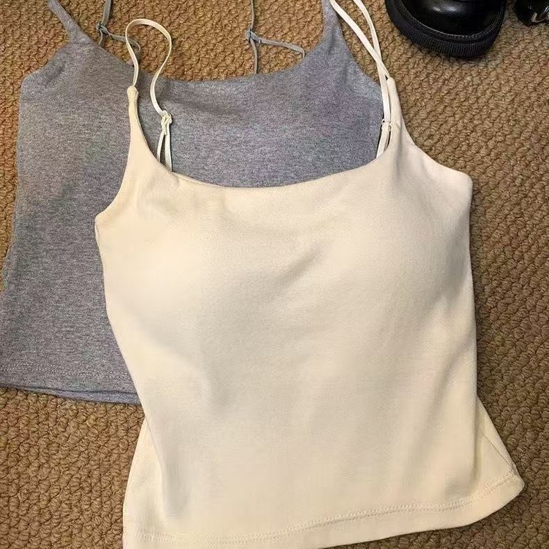 Korean Style Camisole for Women with Breast Pads and Beautiful Back, All-In-One Inner Wear and Outer Wear, Slimming Camisole Top for Women