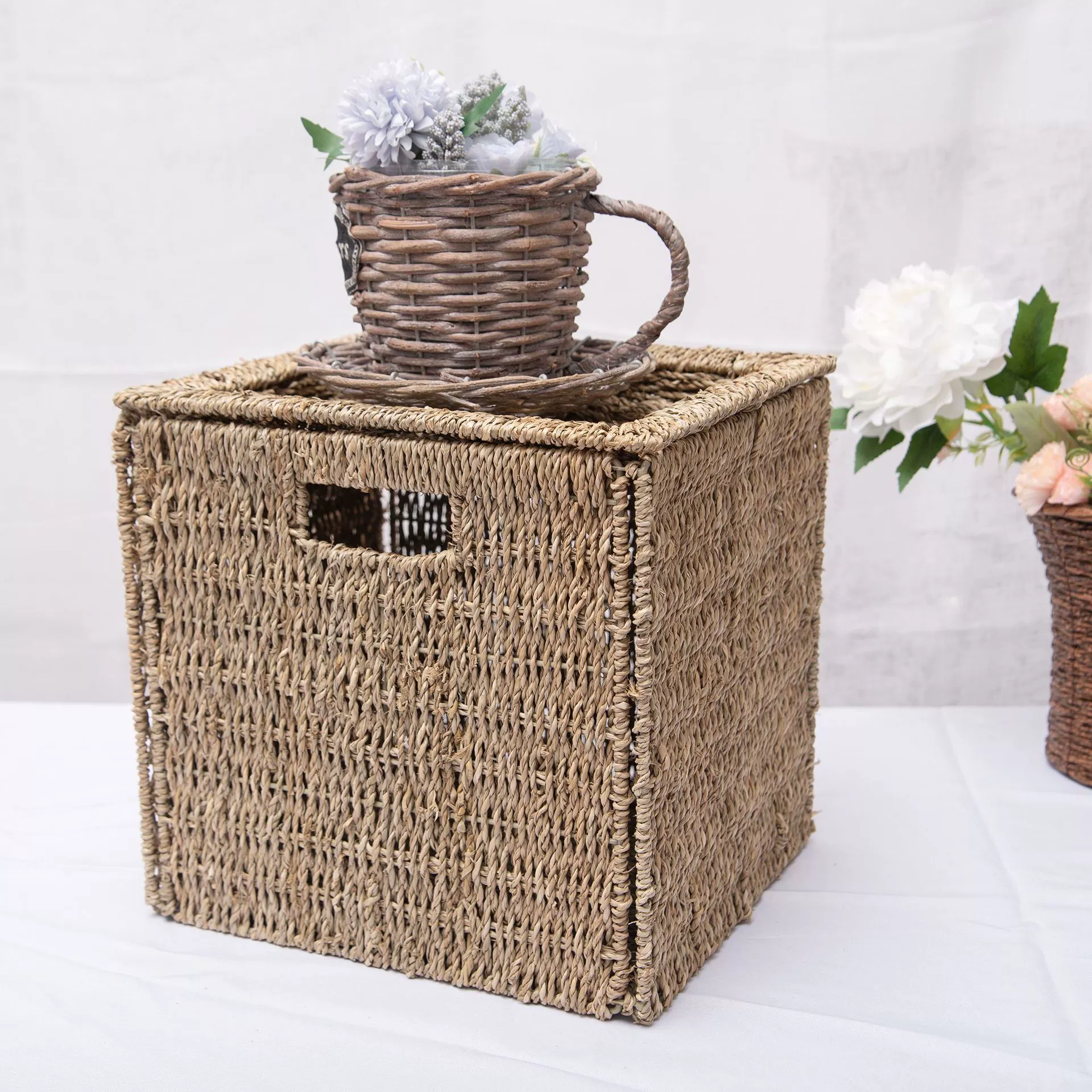 Корзина для хранения, соломенная система хранения, для рукоделия DIY