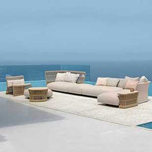✅ Outdoor Rattan Sofa Combination Outdoor Open-Air Waterproof Sun Protection Rattan Table and Chairs Villa Home Leisure Garden Furniture