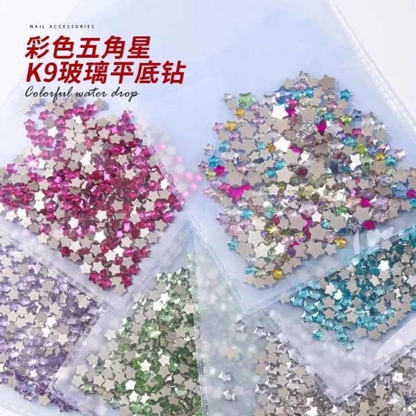 Five-Pointed Star Nail Art Rhinestones, Colorful Super Shiny Starfish Flat-Back Rhinestones, Spring and Summer Trendy Accessories, Flat-Back Rhinestones Wholesale