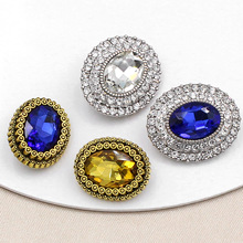 金时代钻扣椭圆水晶金属纽扣新款上市现货直发小香风女服饰手钮扣