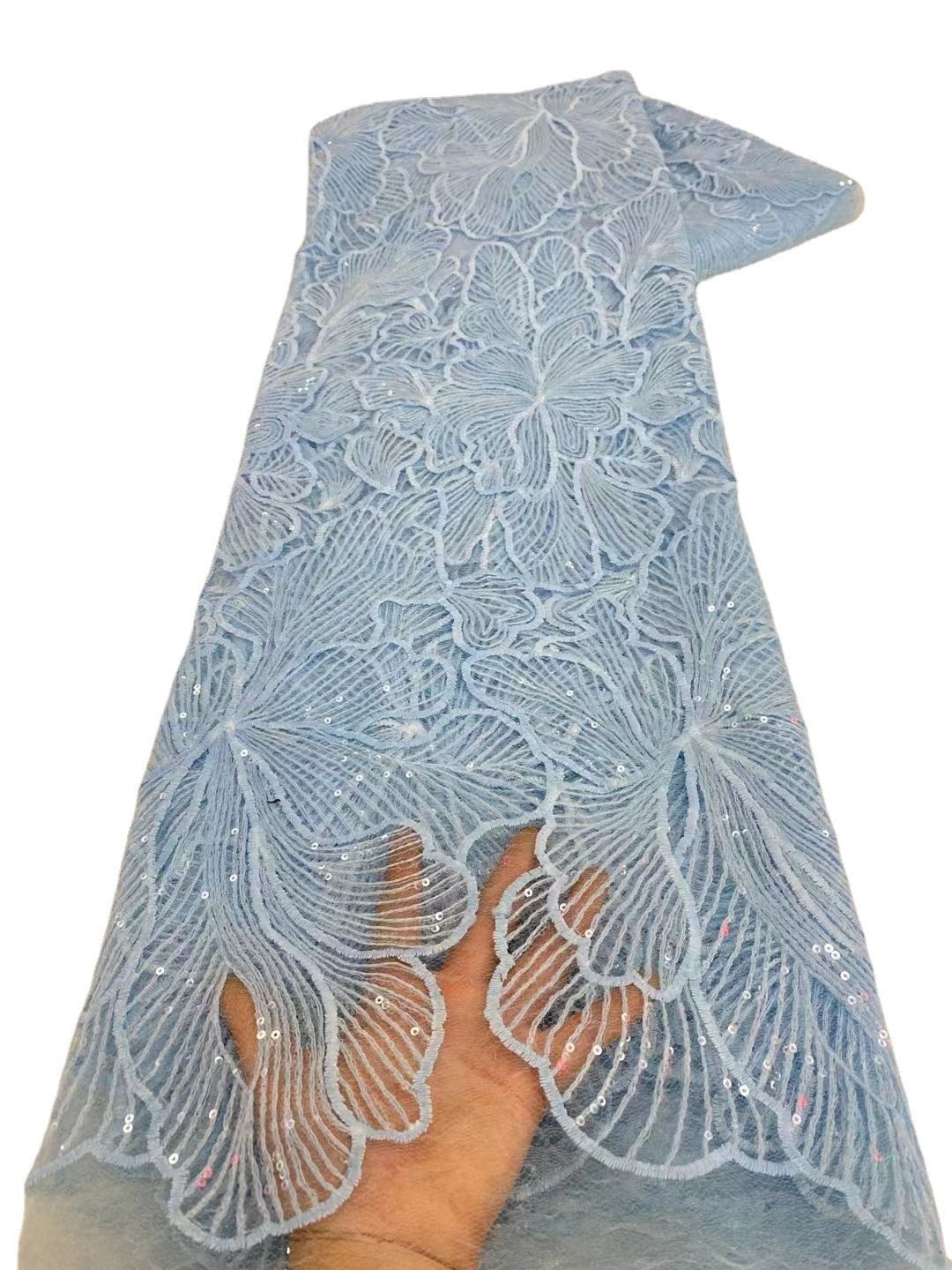 Encaje malla lentejuelas bordado grande flor patrón bordado tela ropa de cama vestido ropa tela jx3415 image 7