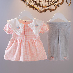 嬰兒童裝女童夏季套裝洋氣1-3歲夏裝2女寶寶衣服時髦公主裙兩件套