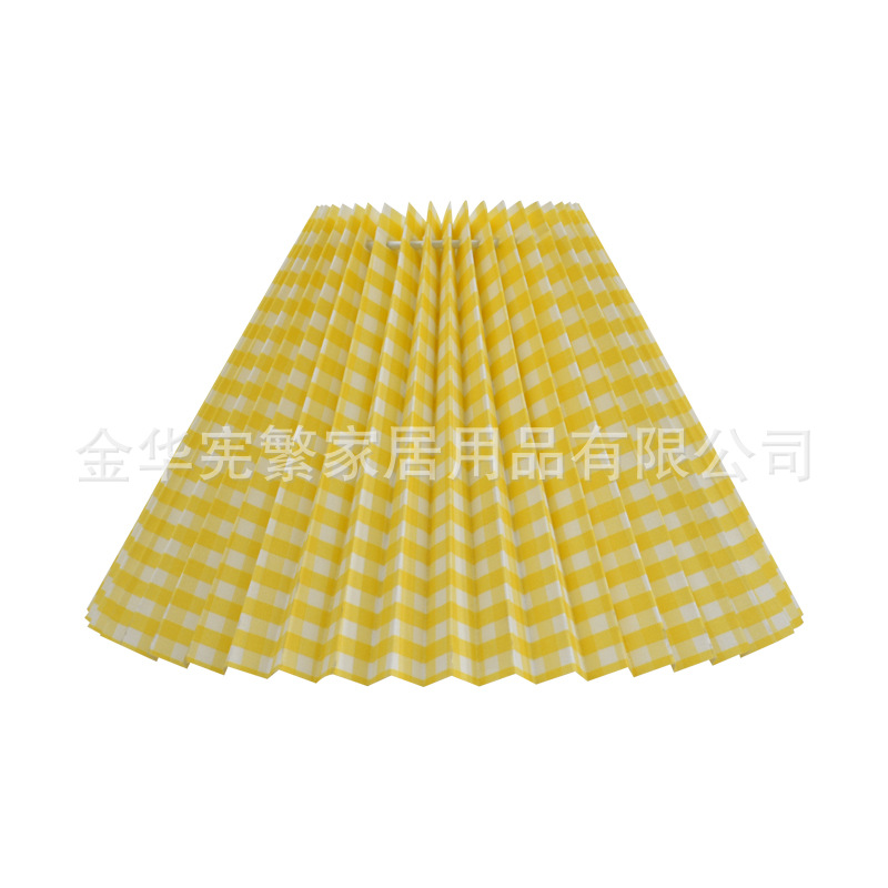[Xianfan] ins tela a cuadros coreanos pantalla plisada accesorios de bricolaje lámpara de mesa candelabro pantalla retro de doble uso