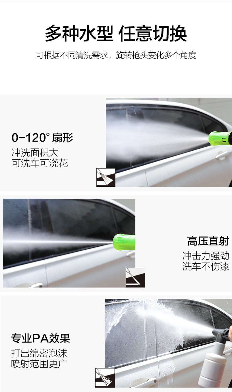 Greenfield Car Wash Machine 1700W High-Power 220V High-Pressure Cleaning Machine Pump Car Wash Water Gun 220V Plug-In Type