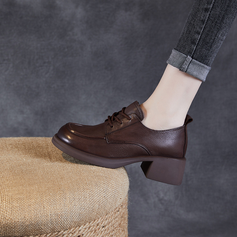High Heels Women's Autumn 2024 New Leather Thick Heel Shoes Comfortable Black Commuter Shoes Thick Sole Small Leather Shoes High Heels Women's Autumn 2024 New Leather Thick Heel Shoes Comfortable Black Commuter Shoes Thick Sole Small Leather Shoes