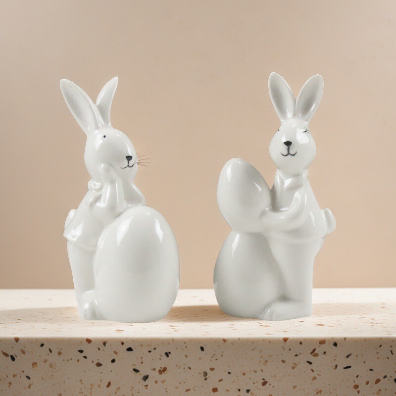 Ceramic Festival Cartoon Rabbit Modern Nordic Style Simple Creative Gift Ornaments Home Decorations Cross-border Foreign Trade
