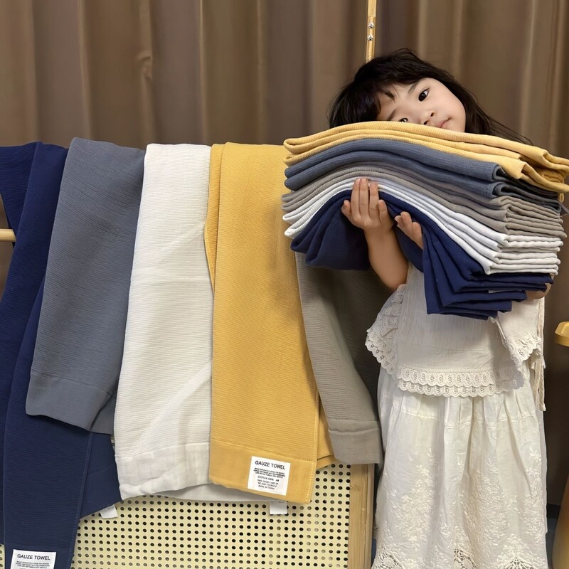 Japanese-style wrinkled gauze towel, solid color, for adults and couples, face towel, soft, absorbent, thickened, bath towel, wholesale Japanese-style wrinkled gauze towel, solid color, for adults and couples, face towel, soft, absorbent, thickened, bath towel, wholesale